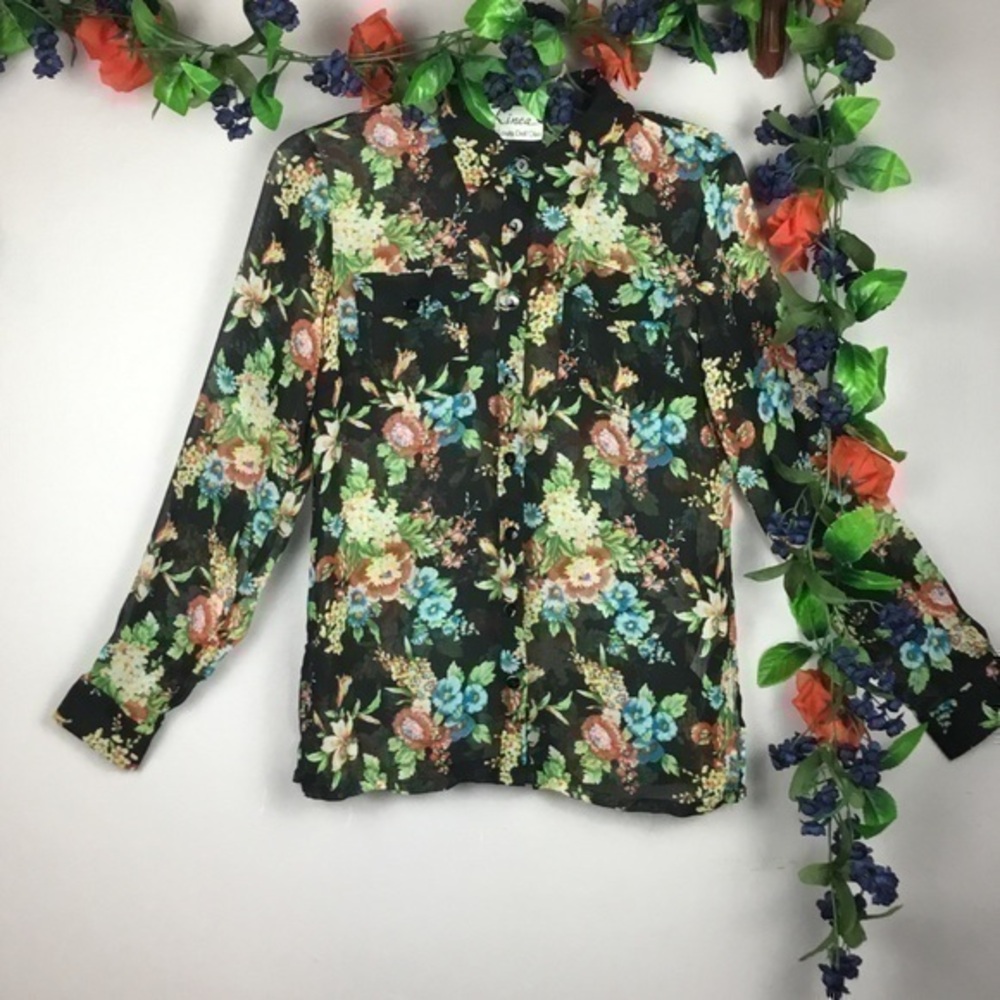 LINEA by Louis Dell’Olio Top Blouse Shirt Sheer XS